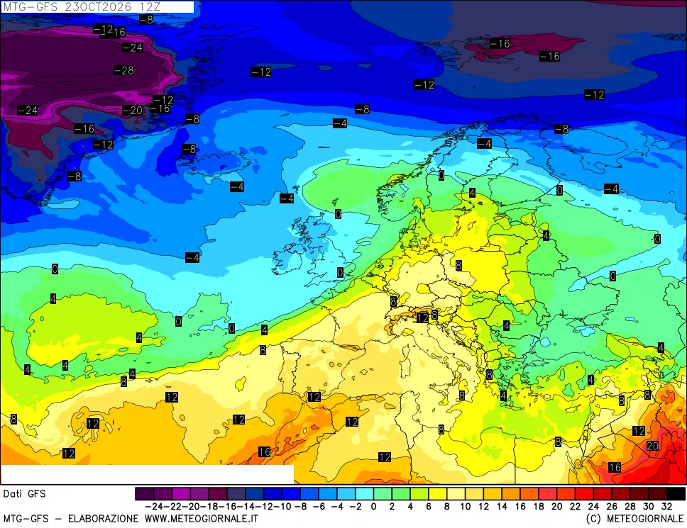 mappa GFS: Temperatura a 850 hPa