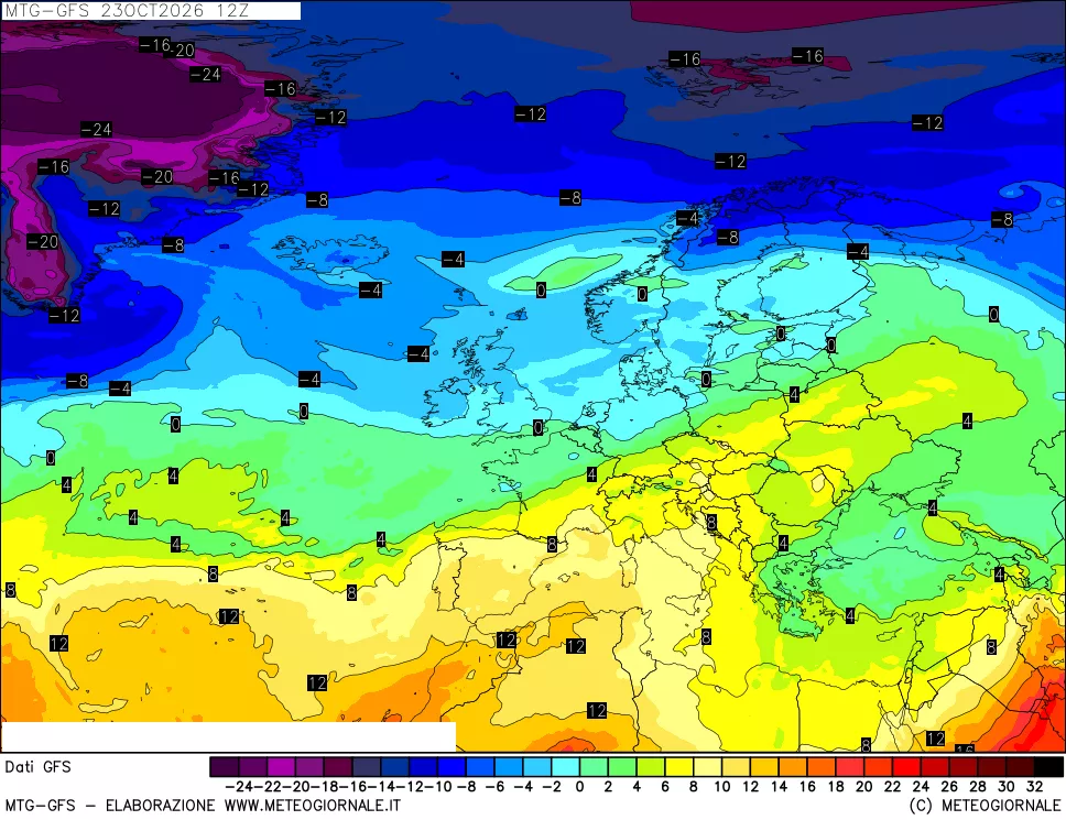 mappa GFS: Temperatura a 850 hPa