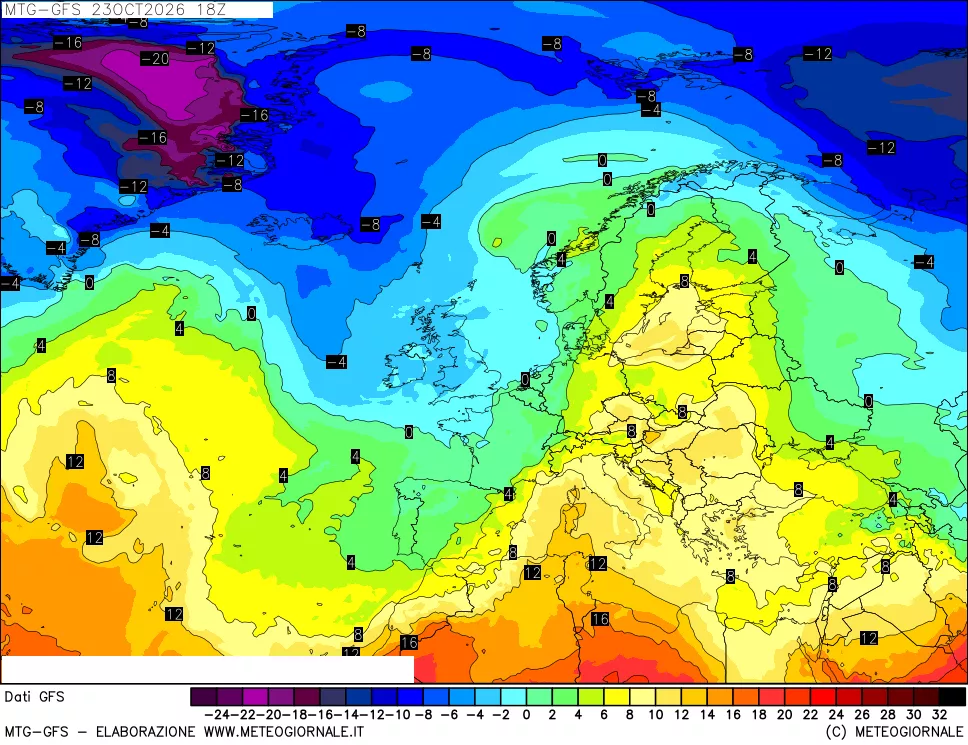 mappa GFS: Temperatura a 850 hPa