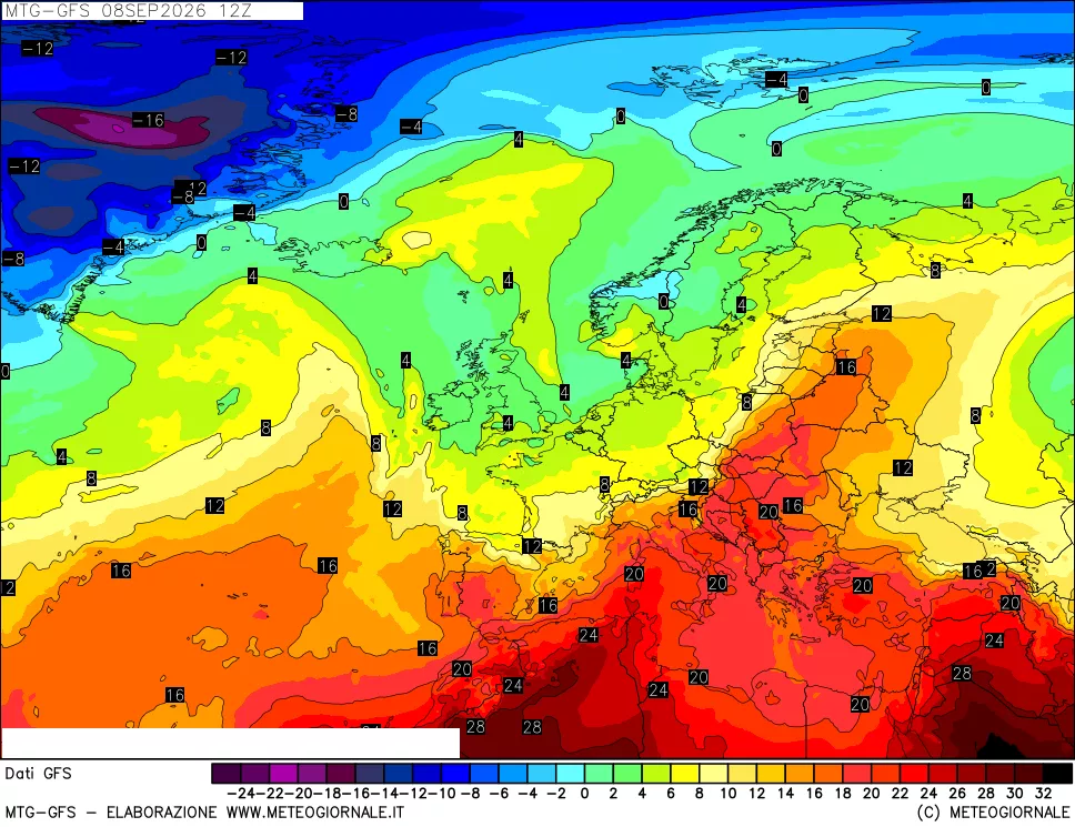 mappa GFS: Temperatura a 850 hPa