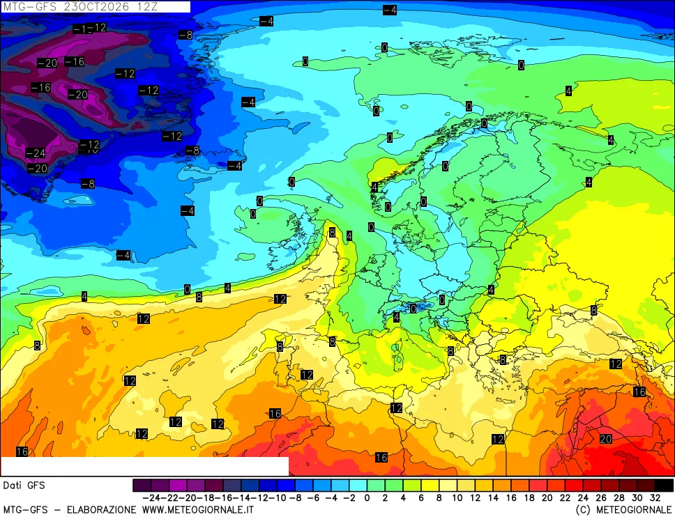mappa GFS: Temperatura a 850 hPa