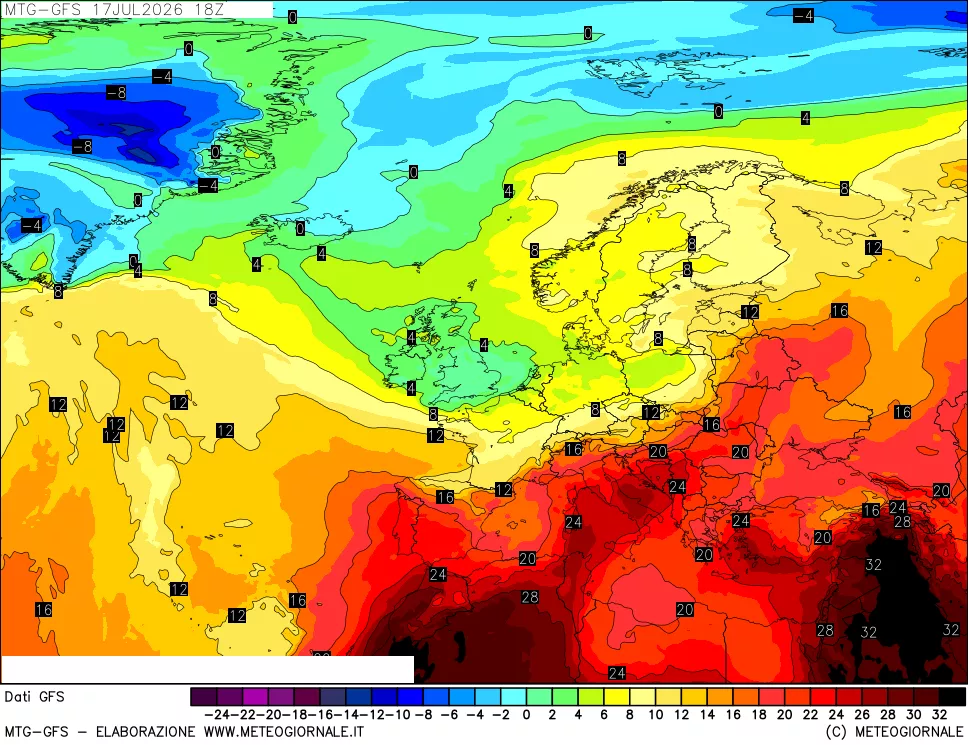 mappa GFS: Temperatura a 850 hPa