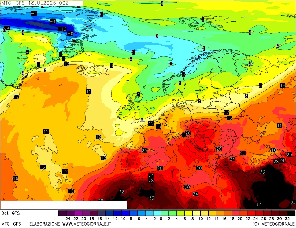 mappa GFS: Temperatura a 850 hPa