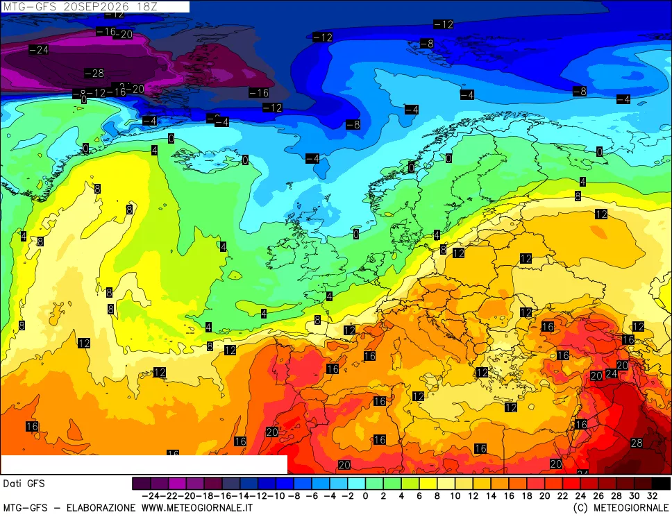 mappa GFS: Temperatura a 850 hPa