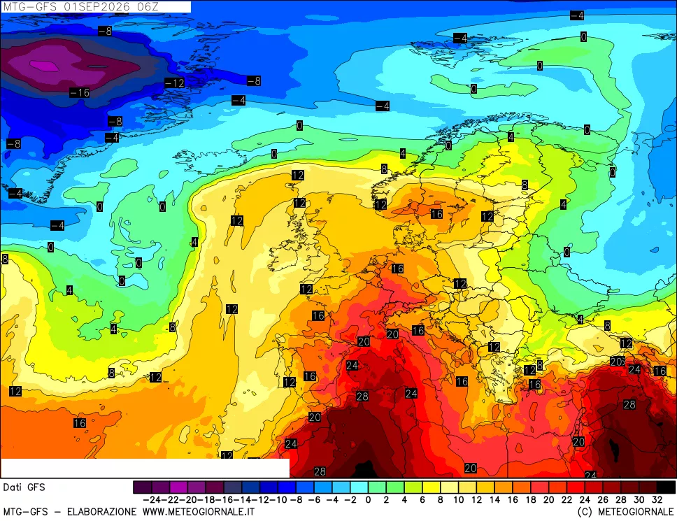 mappa GFS: Temperatura a 850 hPa