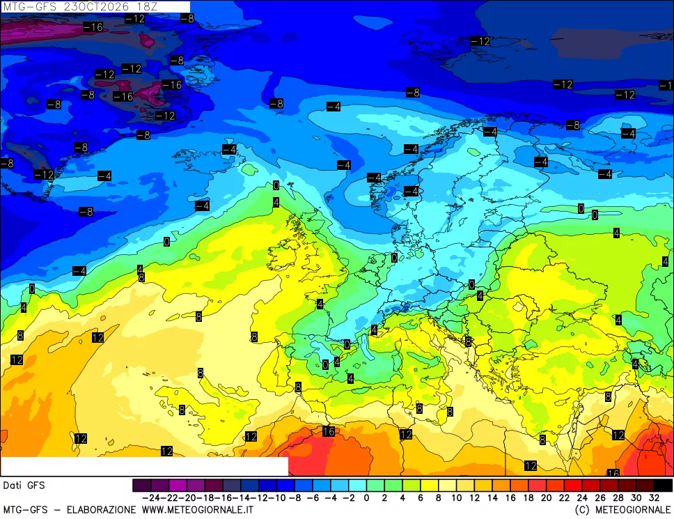 mappa GFS: Temperatura a 850 hPa