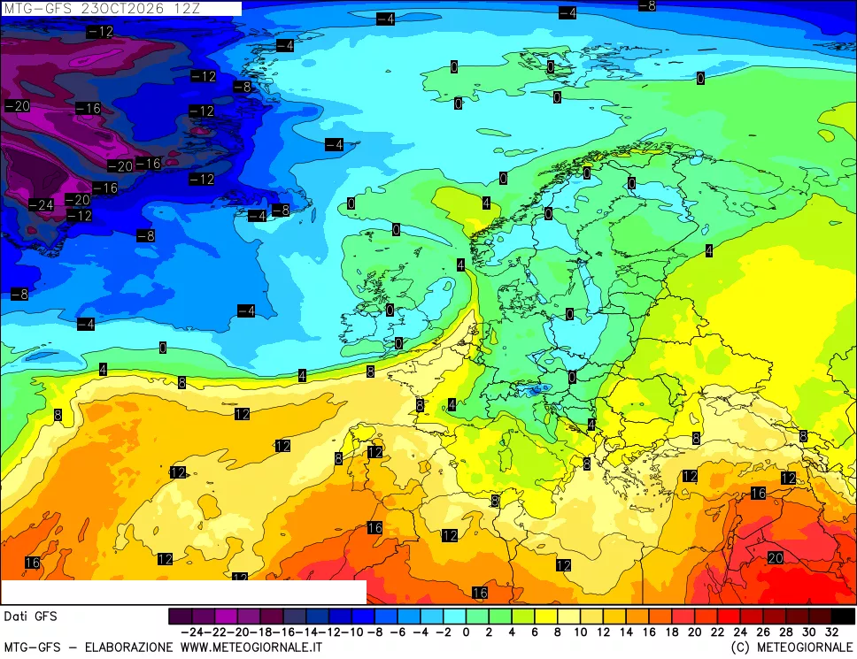 mappa GFS: Temperatura a 850 hPa