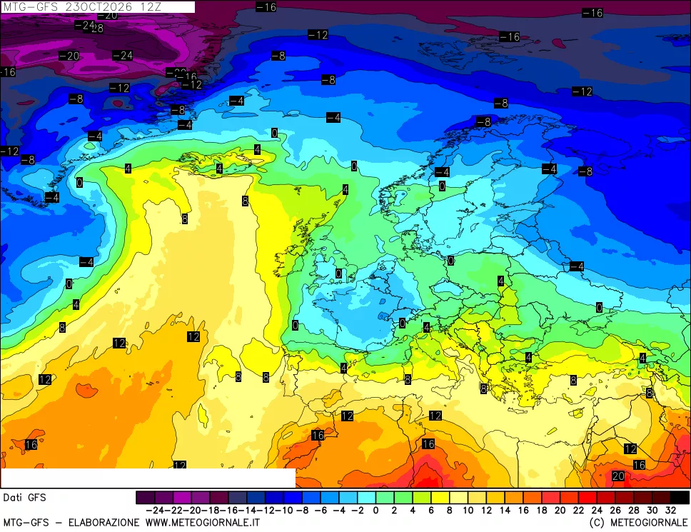 mappa GFS: Temperatura a 850 hPa