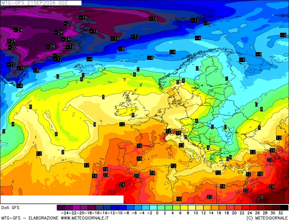 mappa GFS: Temperatura a 850 hPa