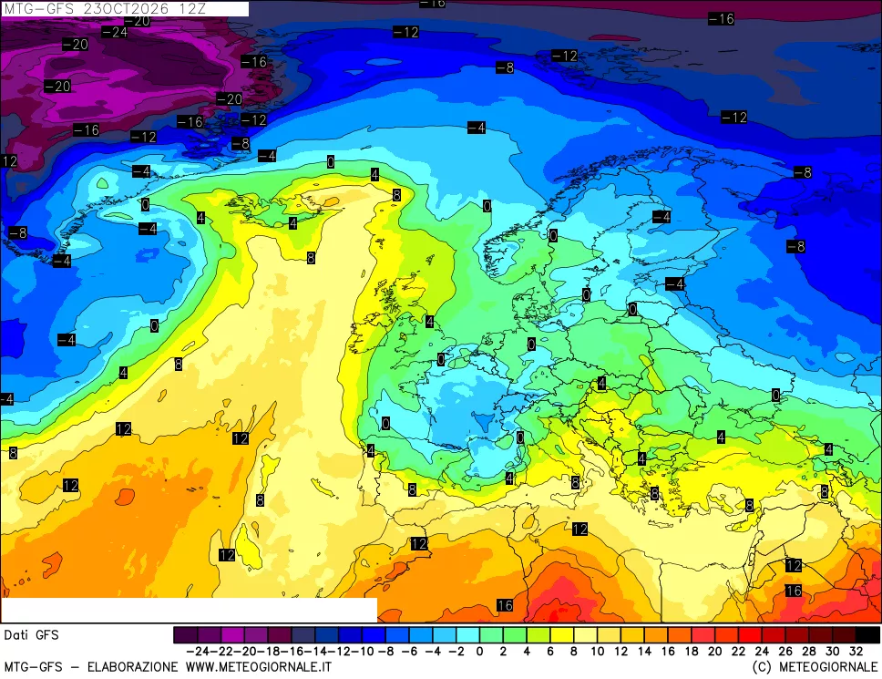 mappa GFS: Temperatura a 850 hPa