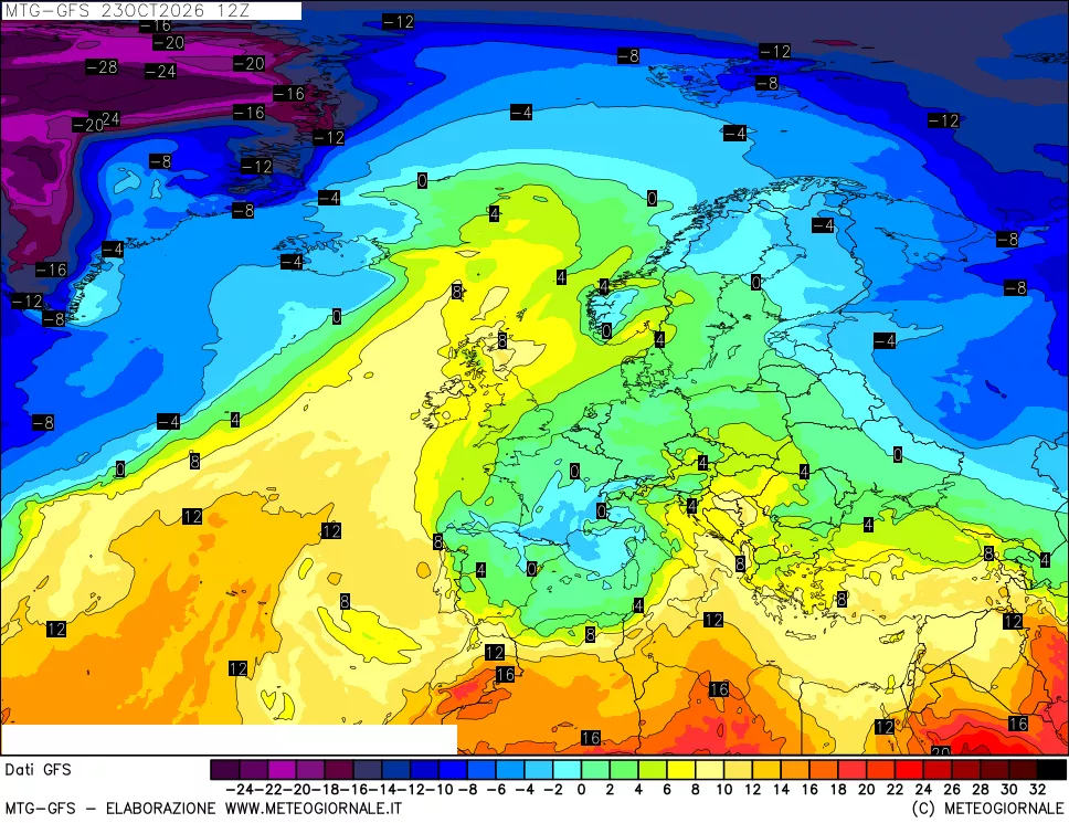 mappa GFS: Temperatura a 850 hPa