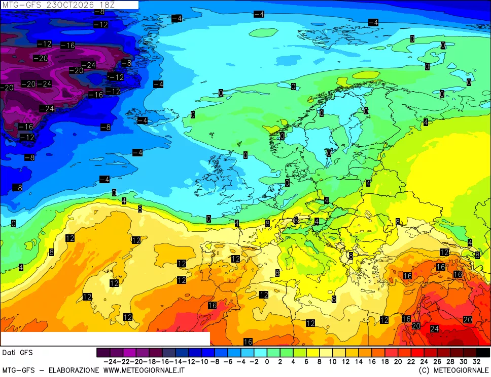 mappa GFS: Temperatura a 850 hPa
