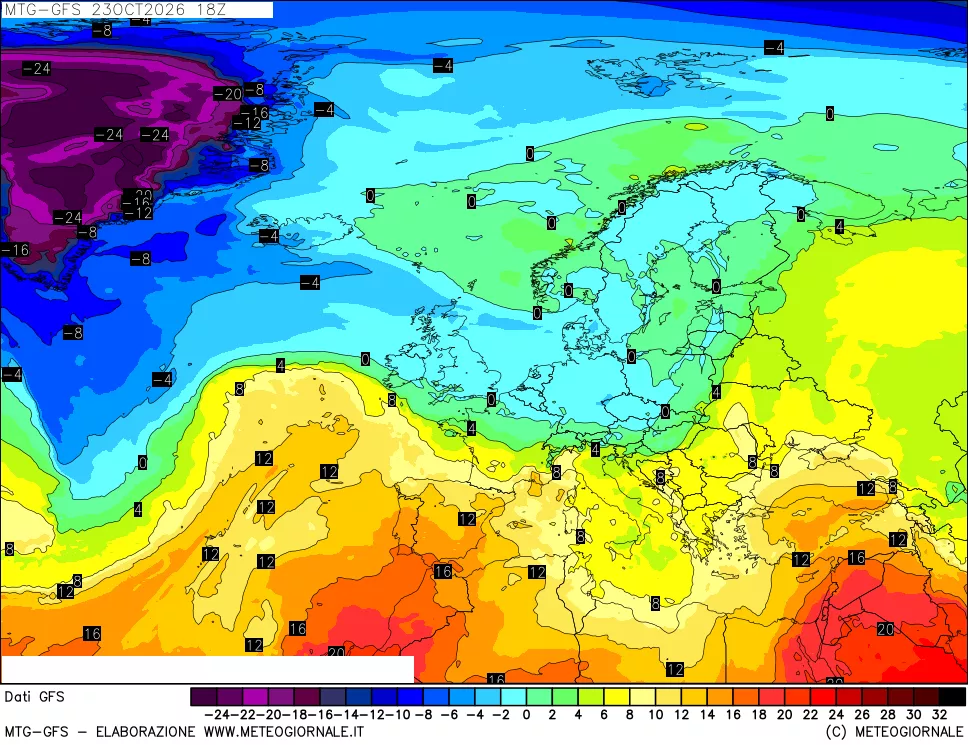 mappa GFS: Temperatura a 850 hPa