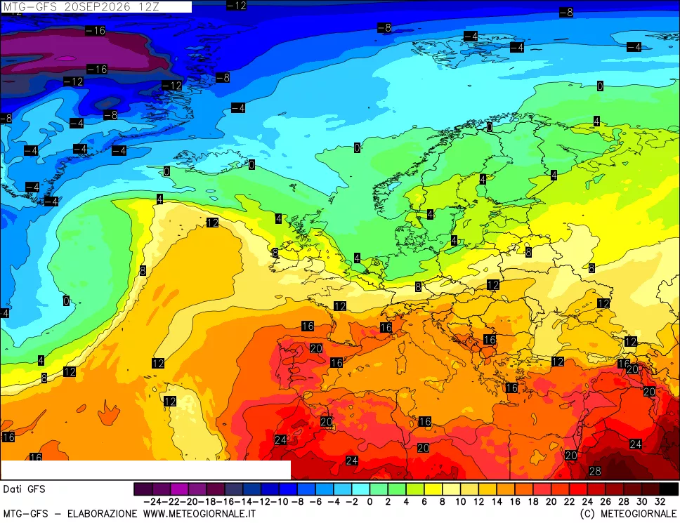 mappa GFS: Temperatura a 850 hPa