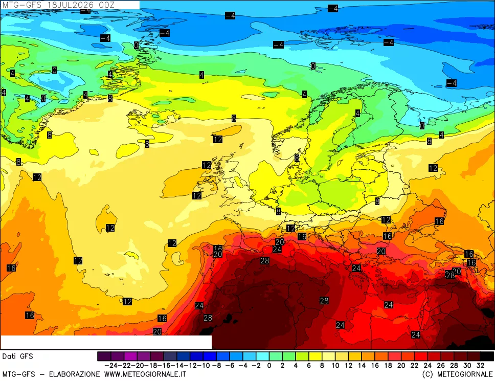 mappa GFS: Temperatura a 850 hPa