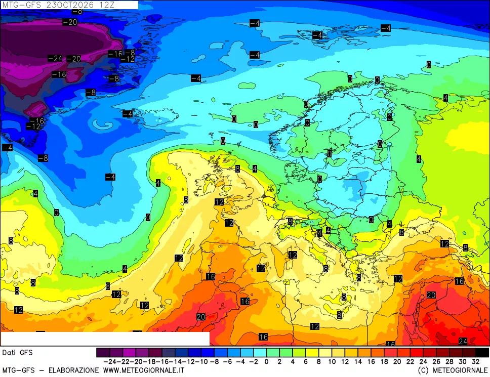mappa GFS: Temperatura a 850 hPa