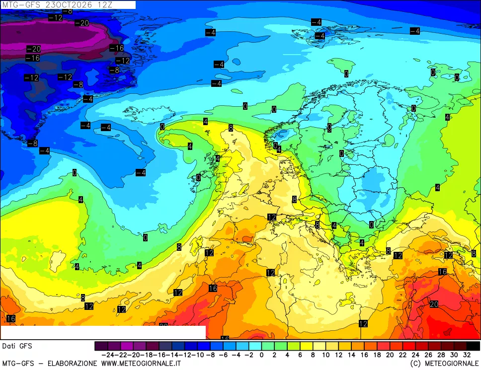 mappa GFS: Temperatura a 850 hPa