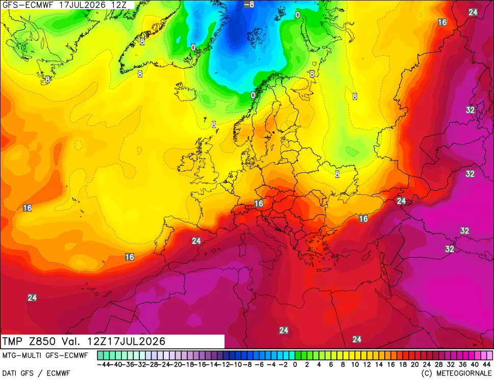 mappa Temperatura a 850 hPa