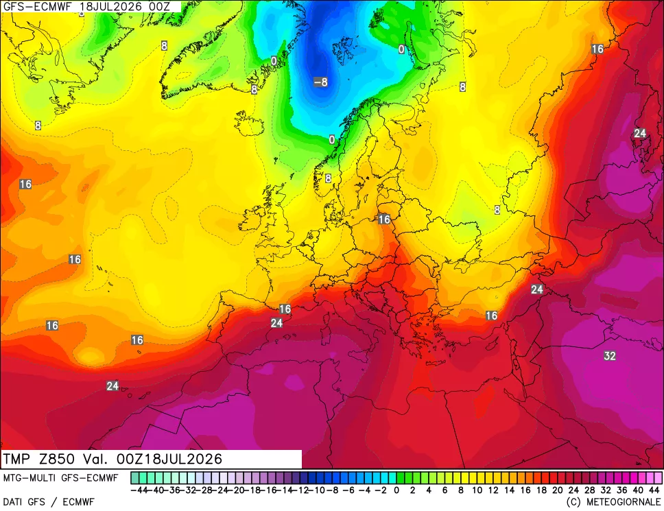 mappa Temperatura a 850 hPa