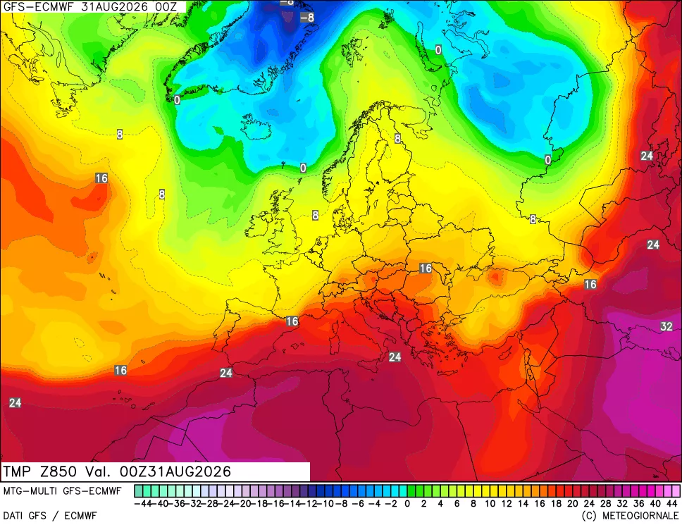 mappa Temperatura a 850 hPa