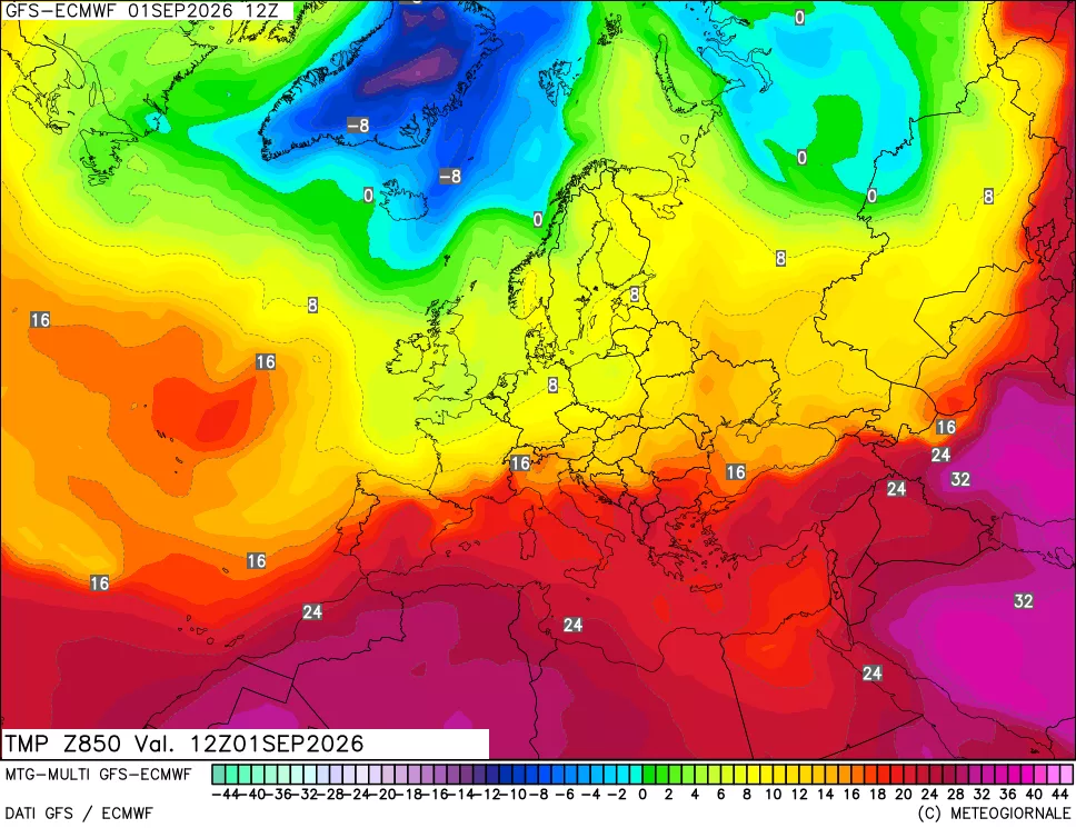 mappa Temperatura a 850 hPa