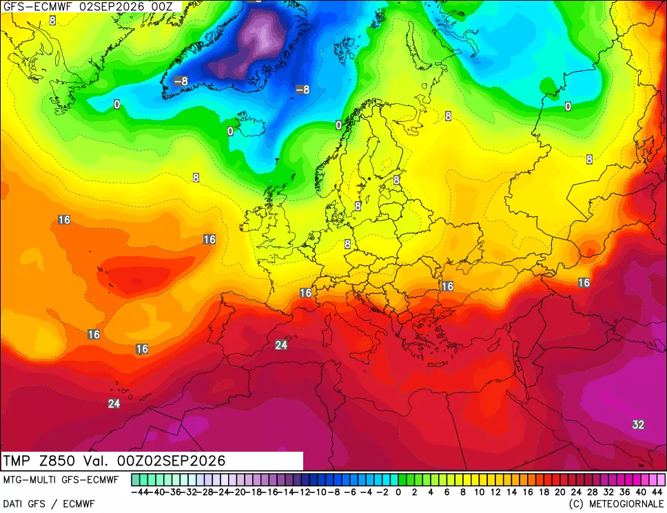 mappa Temperatura a 850 hPa