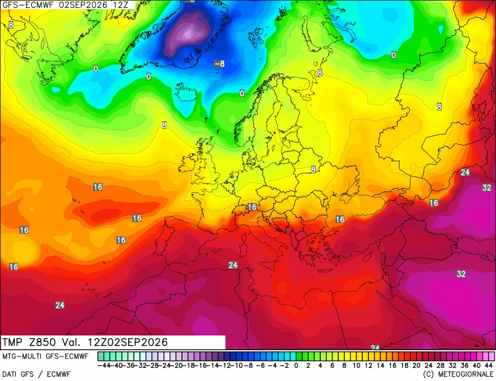 mappa Temperatura a 850 hPa
