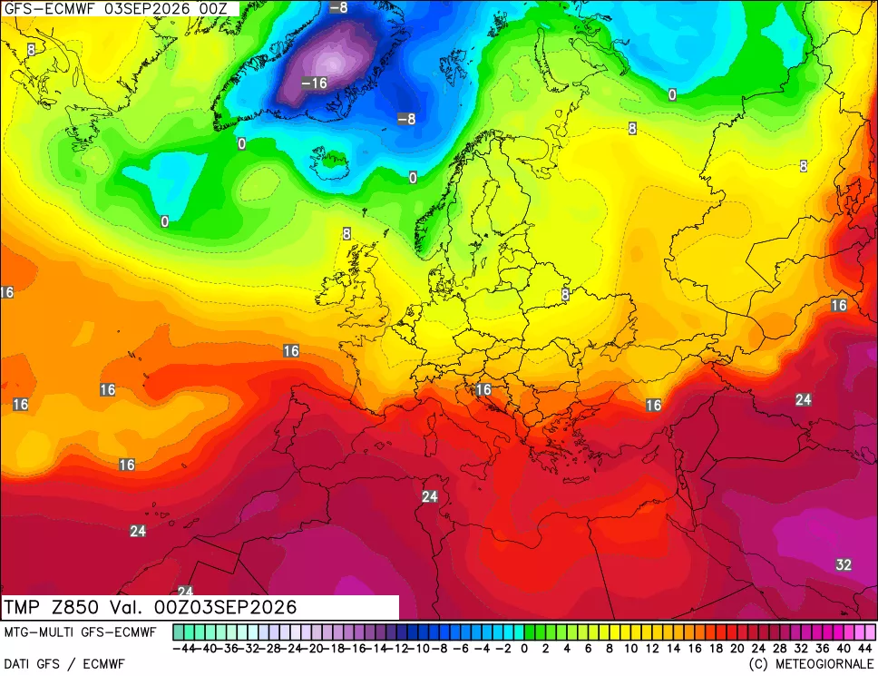 mappa Temperatura a 850 hPa