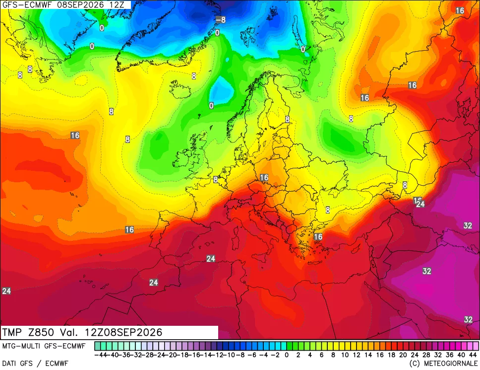 mappa Temperatura a 850 hPa