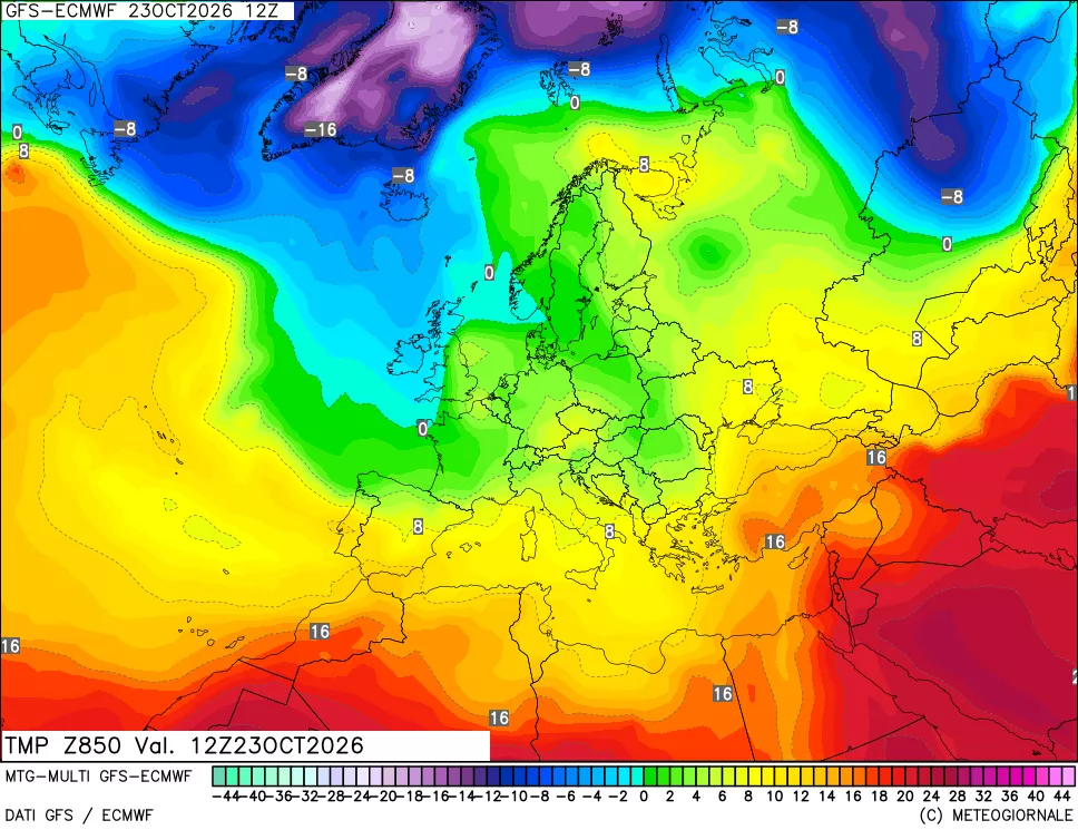 mappa Temperatura a 850 hPa