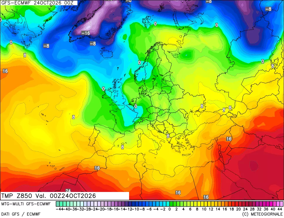 mappa Temperatura a 850 hPa