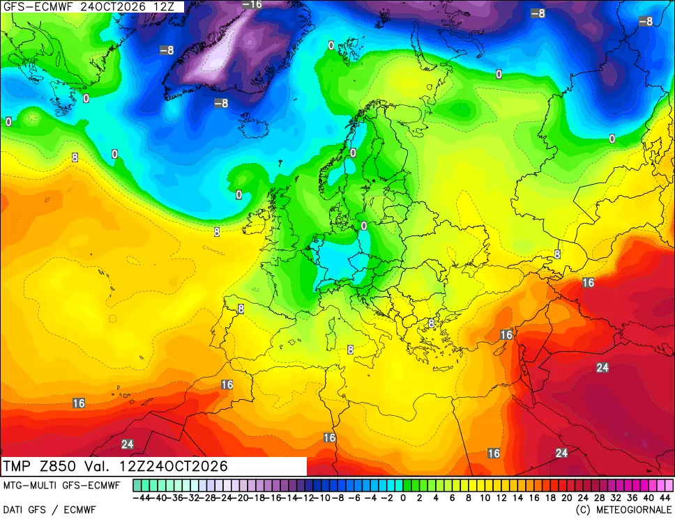 mappa Temperatura a 850 hPa