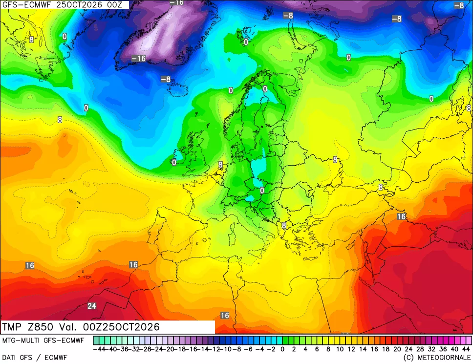 mappa Temperatura a 850 hPa