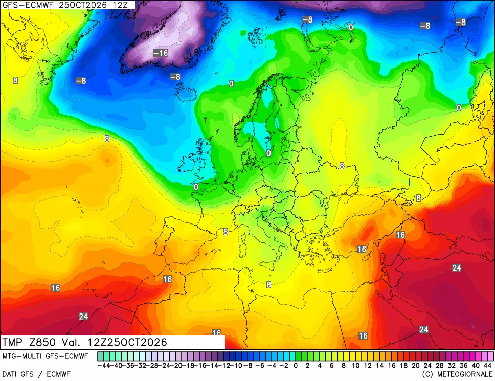 mappa Temperatura a 850 hPa