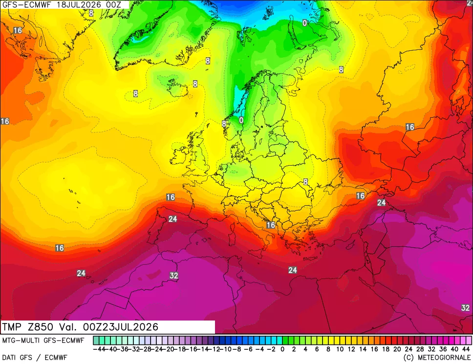 mappa Temperatura a 850 hPa
