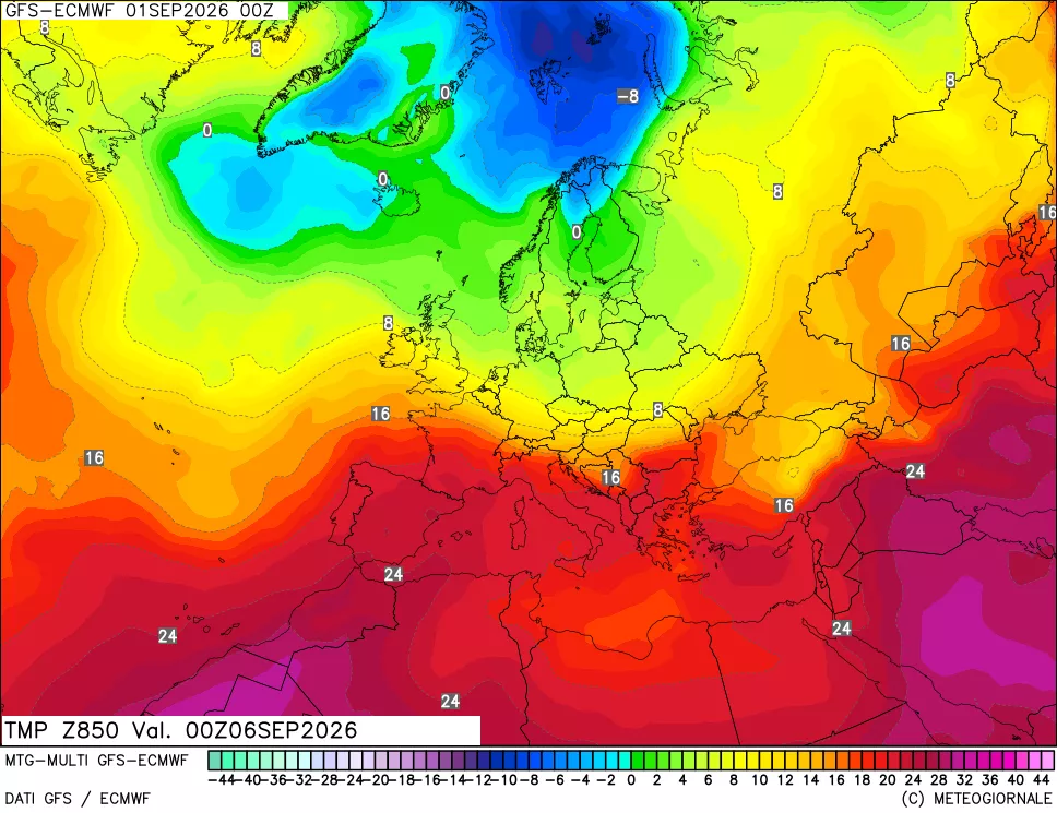 mappa Temperatura a 850 hPa