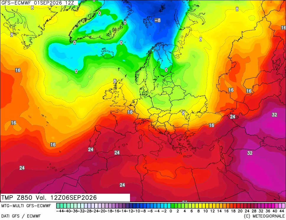 mappa Temperatura a 850 hPa