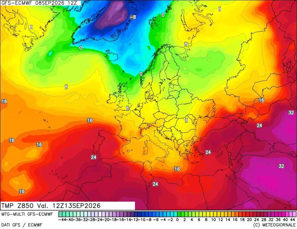 mappa Temperatura a 850 hPa