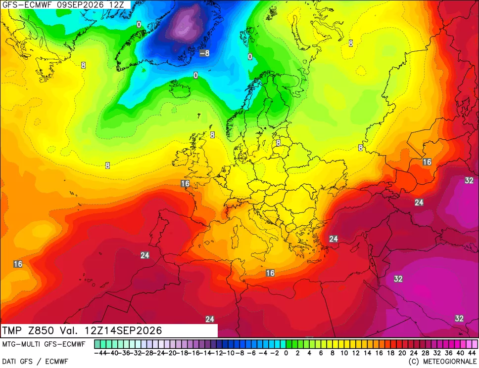 mappa Temperatura a 850 hPa