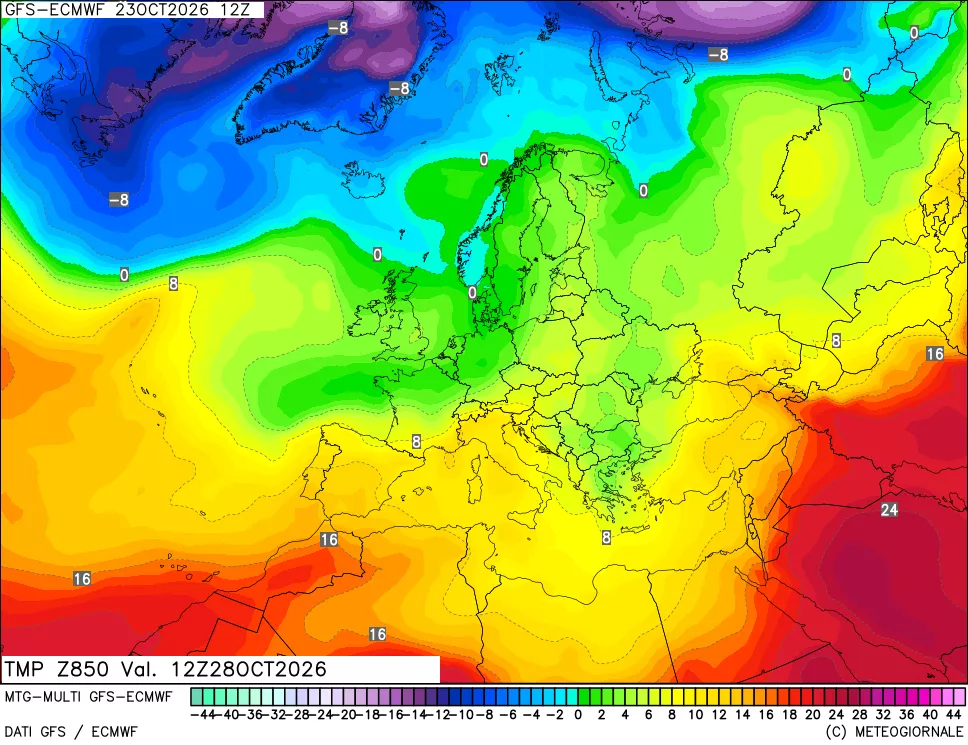 mappa Temperatura a 850 hPa