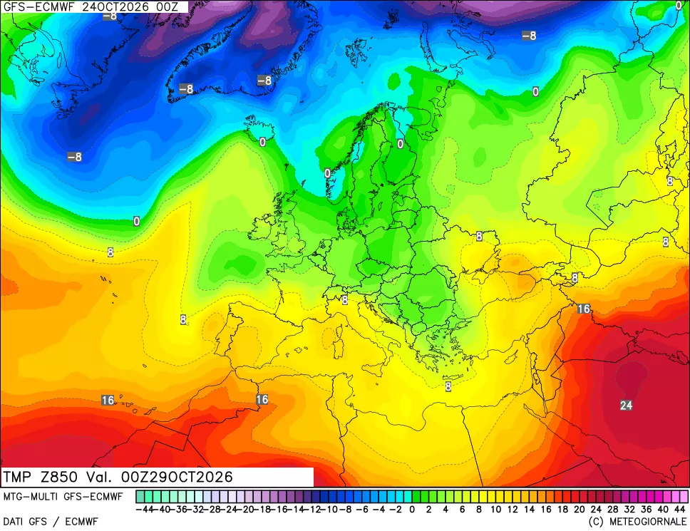 mappa Temperatura a 850 hPa