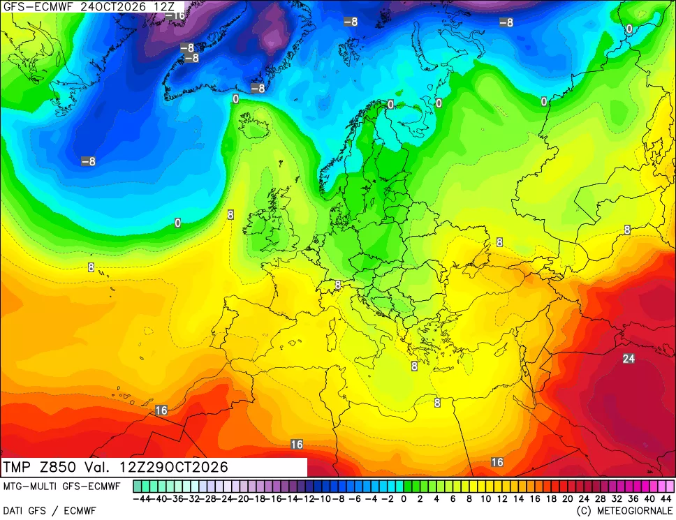 mappa Temperatura a 850 hPa
