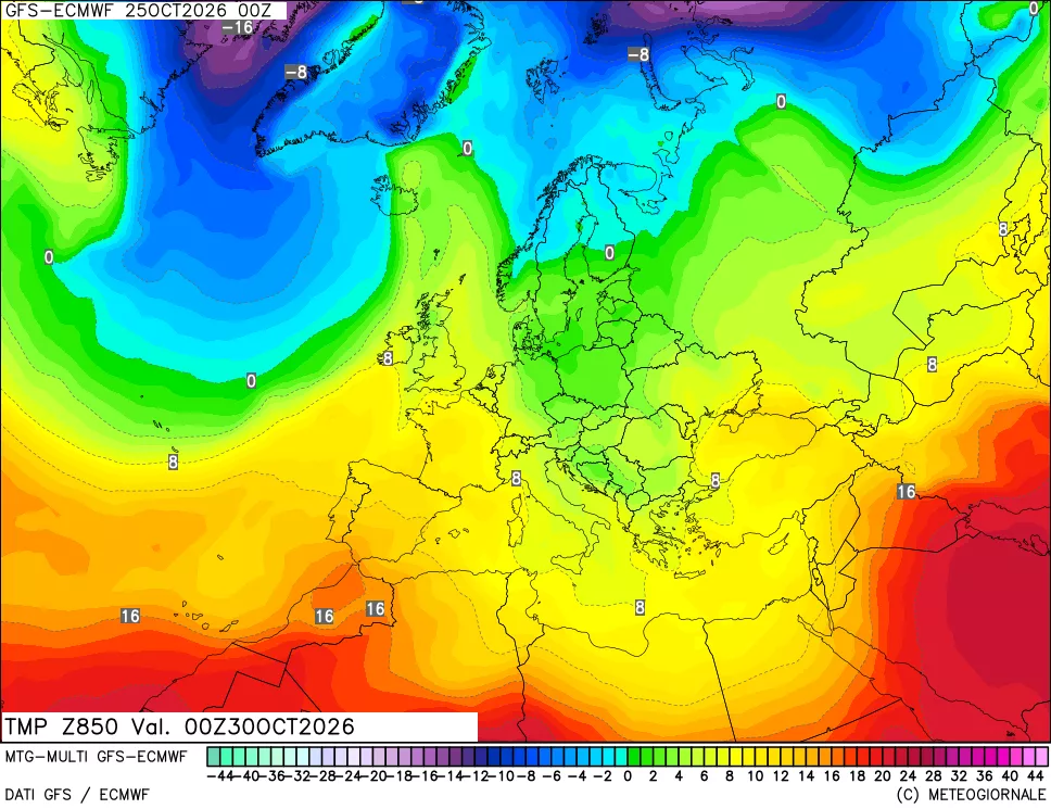 mappa Temperatura a 850 hPa