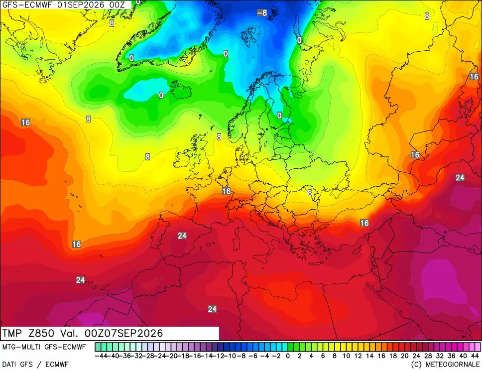 mappa Temperatura a 850 hPa