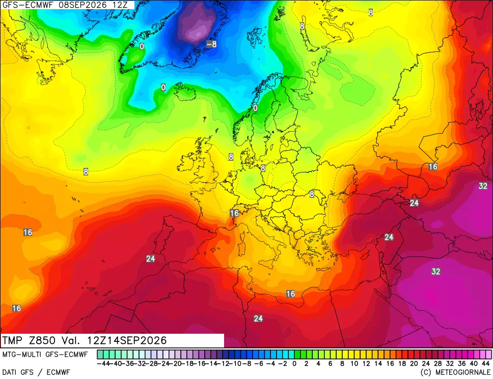 mappa Temperatura a 850 hPa
