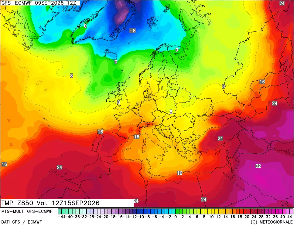 mappa Temperatura a 850 hPa