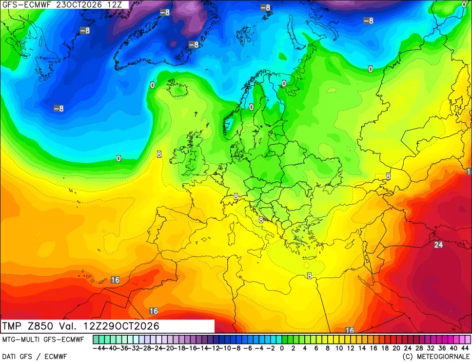 mappa Temperatura a 850 hPa