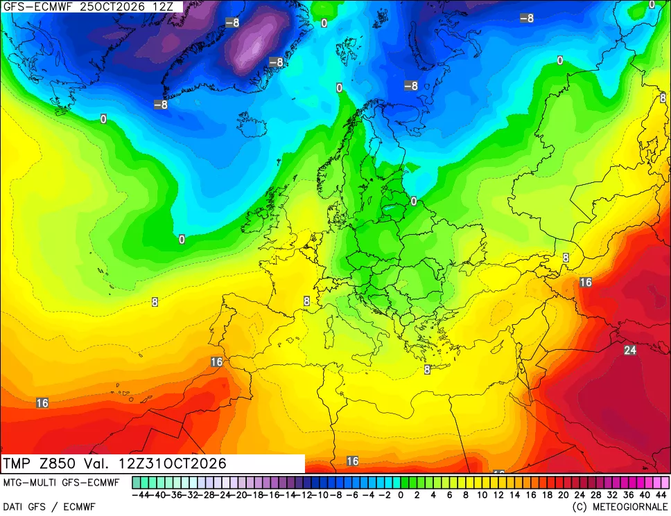 mappa Temperatura a 850 hPa