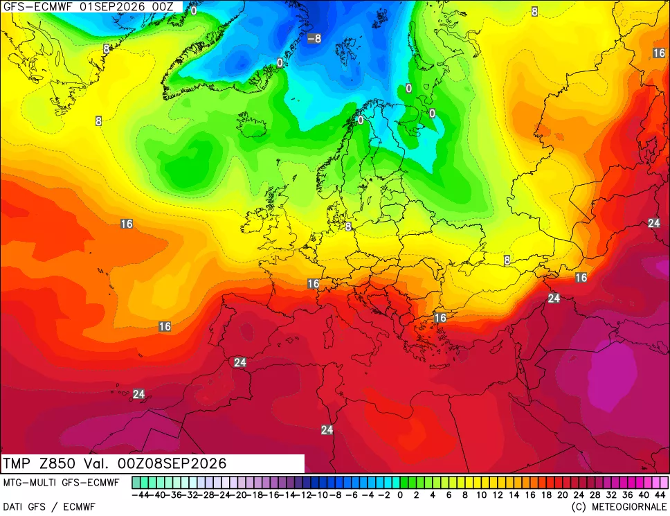 mappa Temperatura a 850 hPa