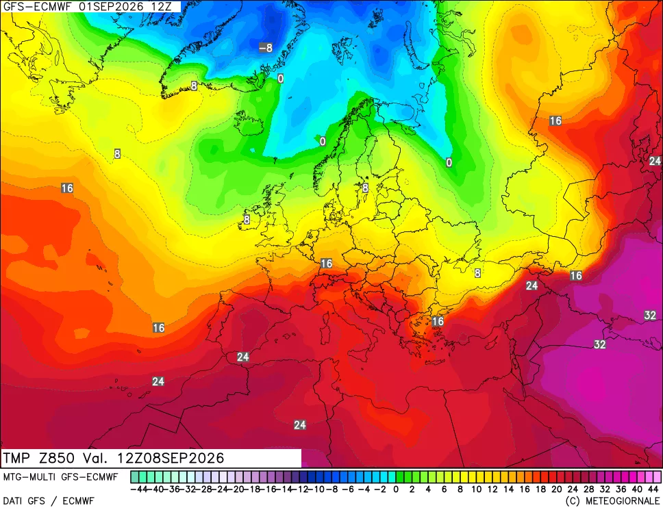 mappa Temperatura a 850 hPa